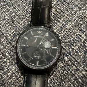 EMPORIO ARMANI MEN'S AUTOMATIC MECCANICO BLACK CROC LEATHER STRAP WATCH AR4661